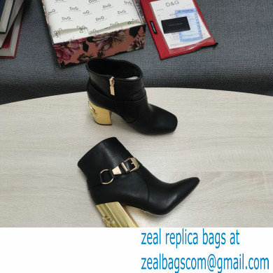 Dolce  &  Gabbana Heel 10.5cm Leather Ankle Boots Black with DG Karol Heel and Buckle 2021